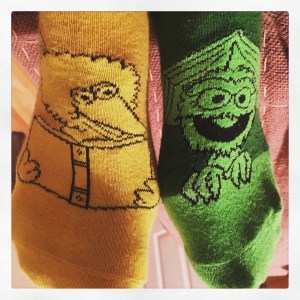 Image of Big Bird and Oscar the Grouch socks